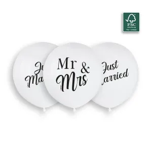 001 White Just married   Mr&Mrs  19In  3pcs SolidColors