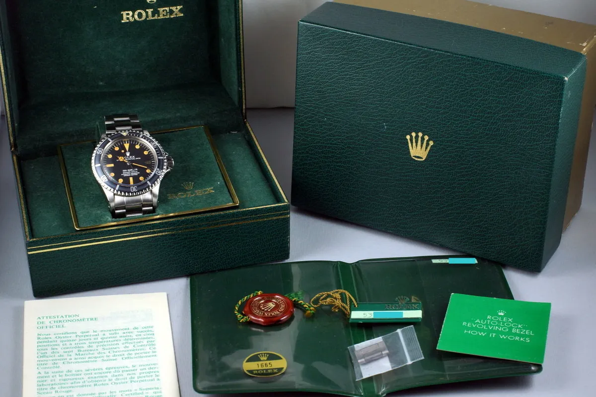 1978 Rolex Sea Dweller 1665 Rail Dial with Box and Accessories