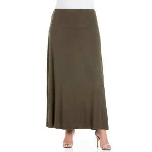 24seven Comfort Apparel Womens Plus Knit Long Maxi Skirt