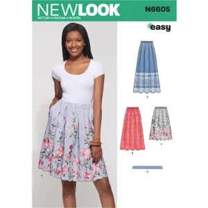 6605 New Look Sewing Pattern N6605 Misses' Skirt with Neck Tie