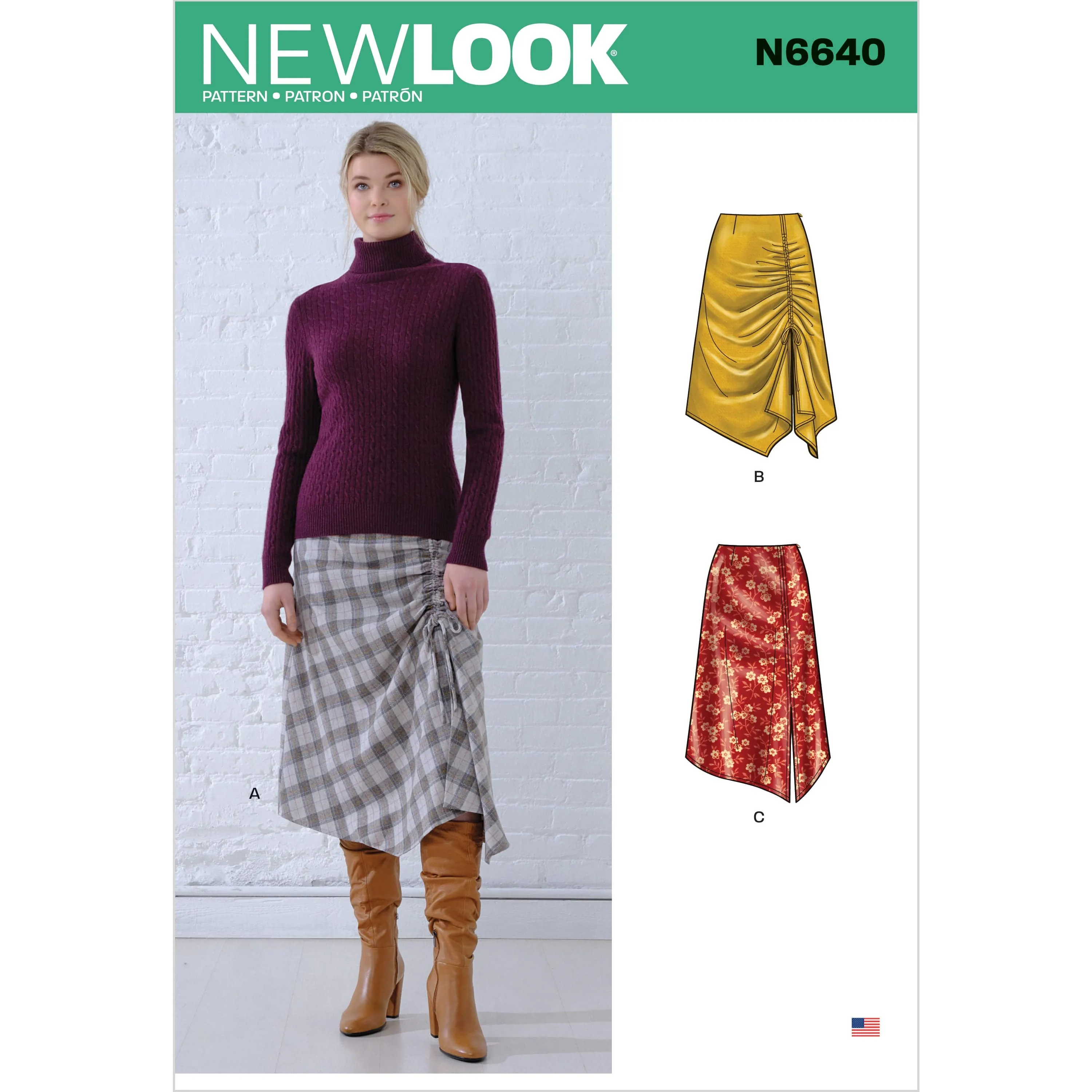 6640 New Look Sewing Pattern N6640 Misses' Asymmetrical Skirts