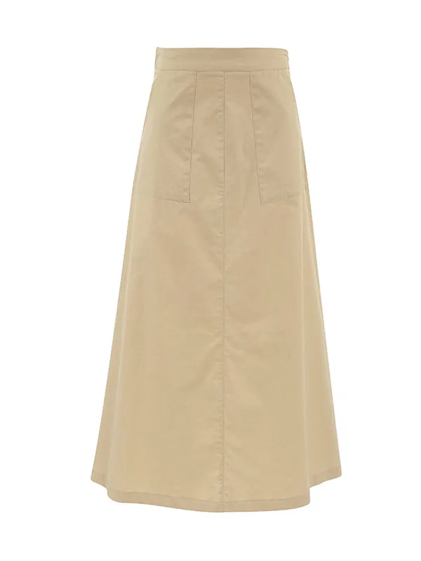 A-Line High Waisted Solid Color Split-Joint Skirts