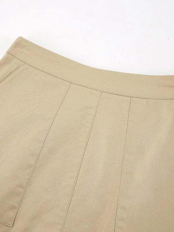 A-Line High Waisted Solid Color Split-Joint Skirts