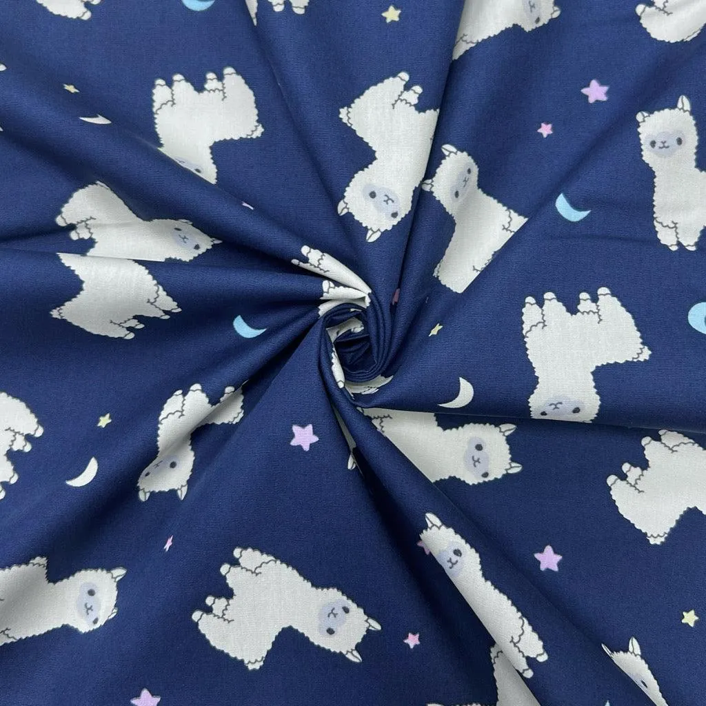 Alpacas Rose & Hubble Cotton Poplin Fabric