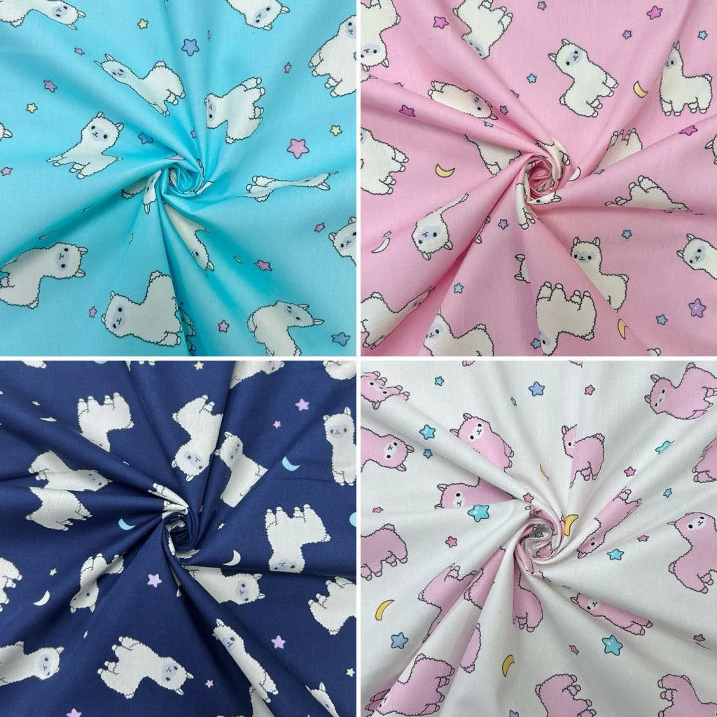 Alpacas Rose & Hubble Cotton Poplin Fabric