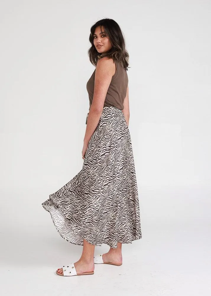 Aster Silk Maxi Skirt - Zebra