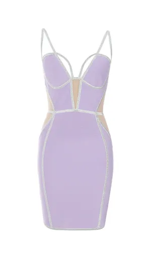 BANDAGE MESH MINI DRESS IN PURPLE