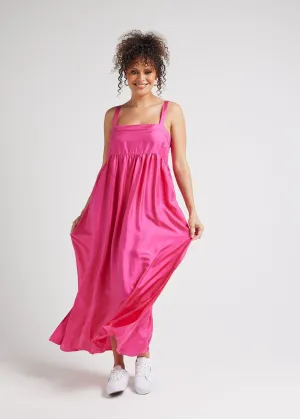 Begonia Sleeveless Silk Maxi Dress - Fuschia