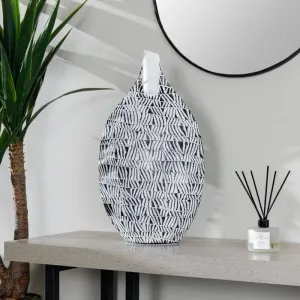 Black & White Round Tribal Pattern Vase - 57cm