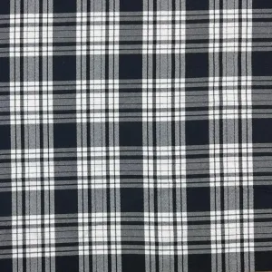 Black and White Checkered PolyViscose Tartan Fabric