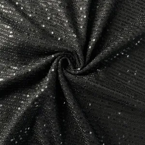 Black Sequins Embroidery Net Fabric 19904