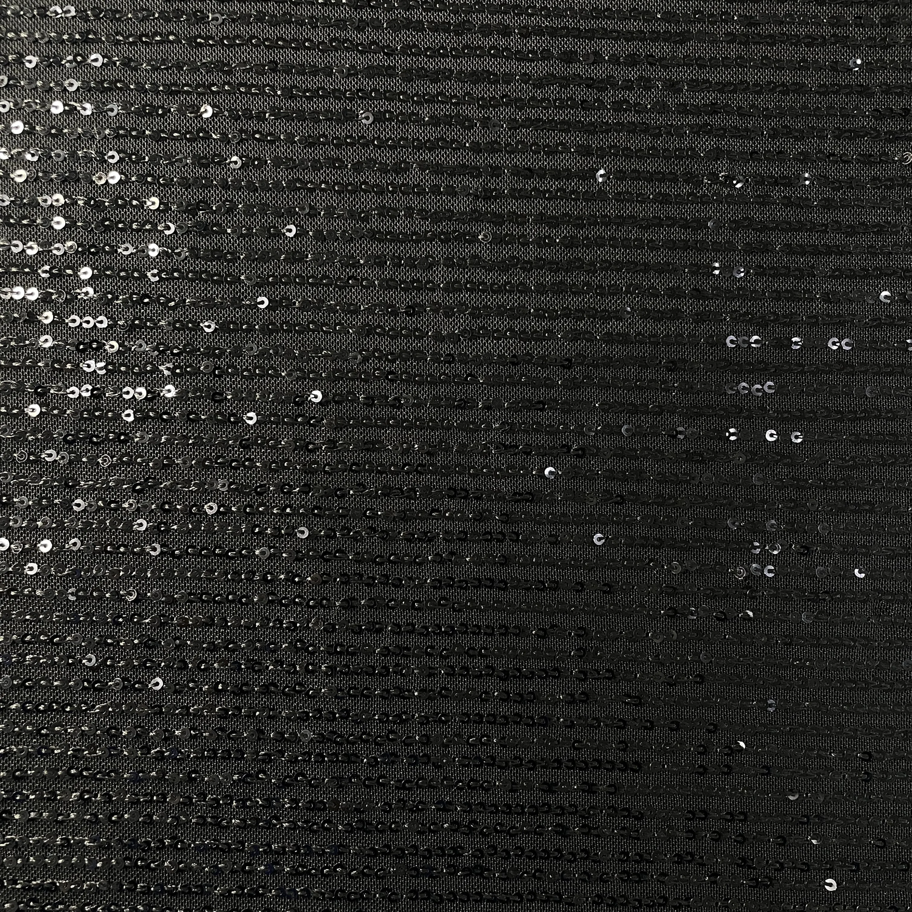 Black Sequins Embroidery Net Fabric 19904