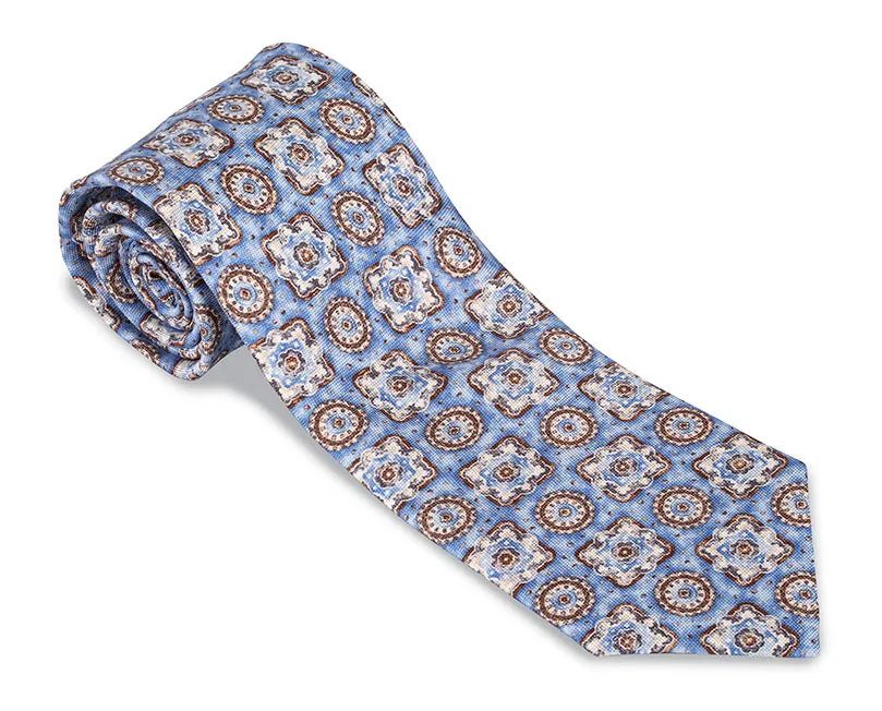 Blue Bernadette medallion Necktie - F5422