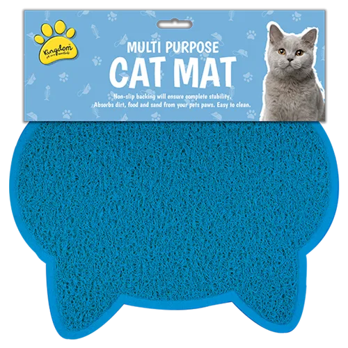 Blue Non-Slip Easy-Clean Multi-Purpose Cat Mat - 31cm x 39cm Practical and Hygienic Pet Mat