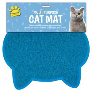 Blue Non-Slip Easy-Clean Multi-Purpose Cat Mat - 31cm x 39cm Practical and Hygienic Pet Mat