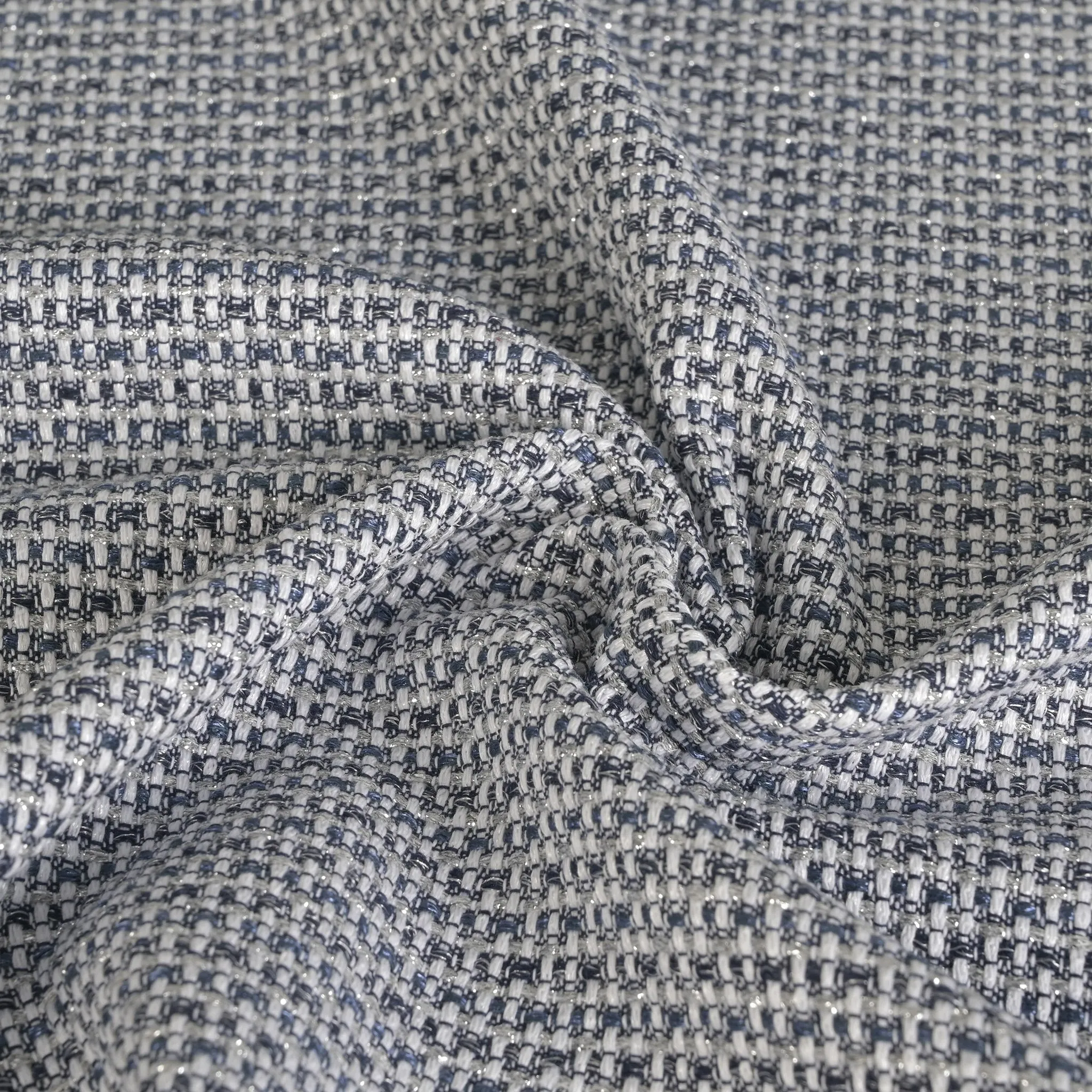 Blue Shiny Tweed Fabric 1199