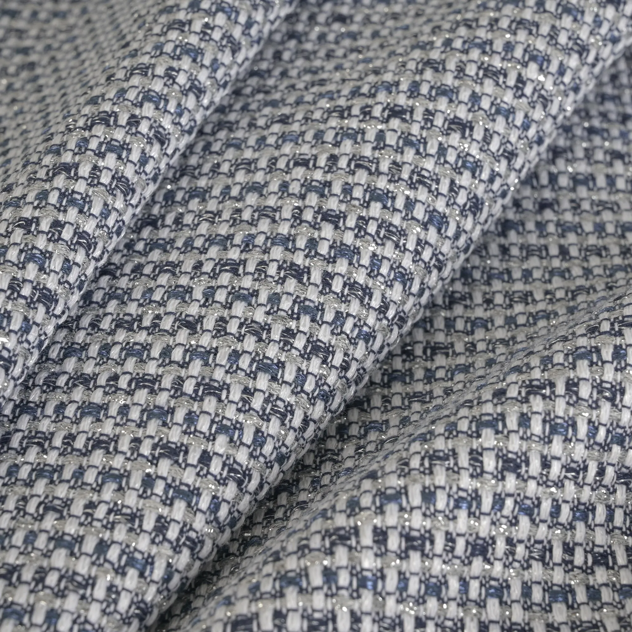 Blue Shiny Tweed Fabric 1199