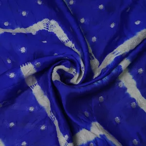 Blue White Bandhani Silk Jacquard Fabric 16702