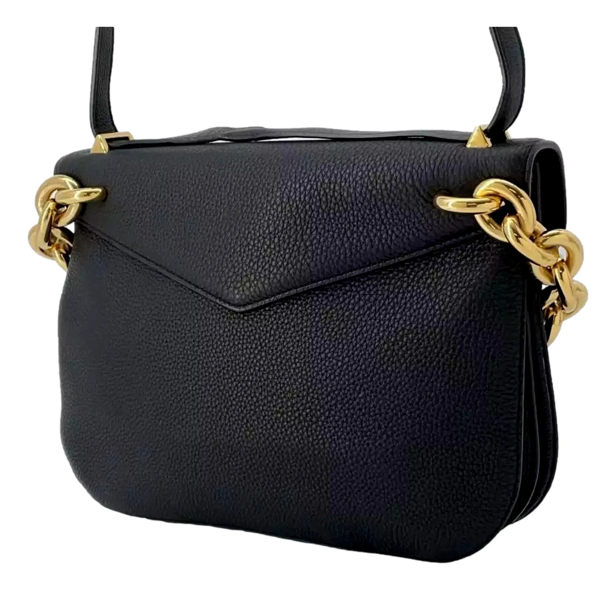 Bottega Veneta Mount Envelope Medium Shoulder Bag Leather Black and Gold