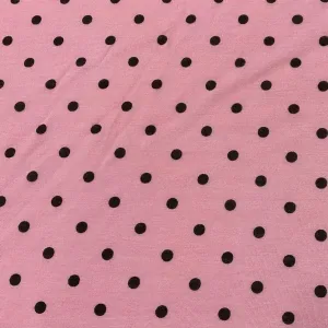 Brown Dots on Pink Cotton/Poly Jersey Fabric