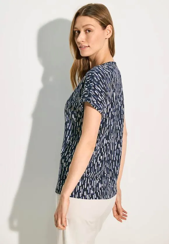 Cecil Cotton Printed T Shirt in Iced Violet or Navy 321918