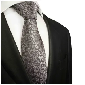 Charcoal Paisley Silk Tie by Paul Malone