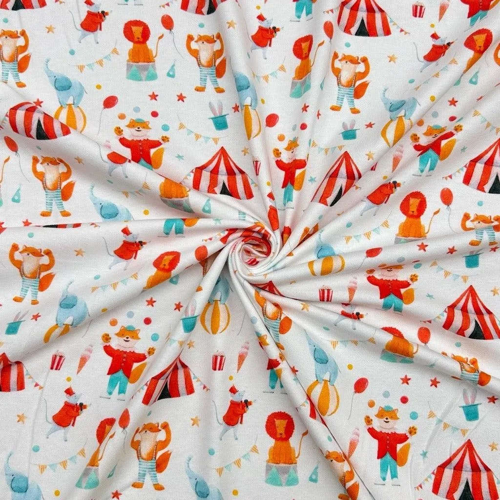 Circus Time Organic Cotton Jersey Fabric - Little Johnny