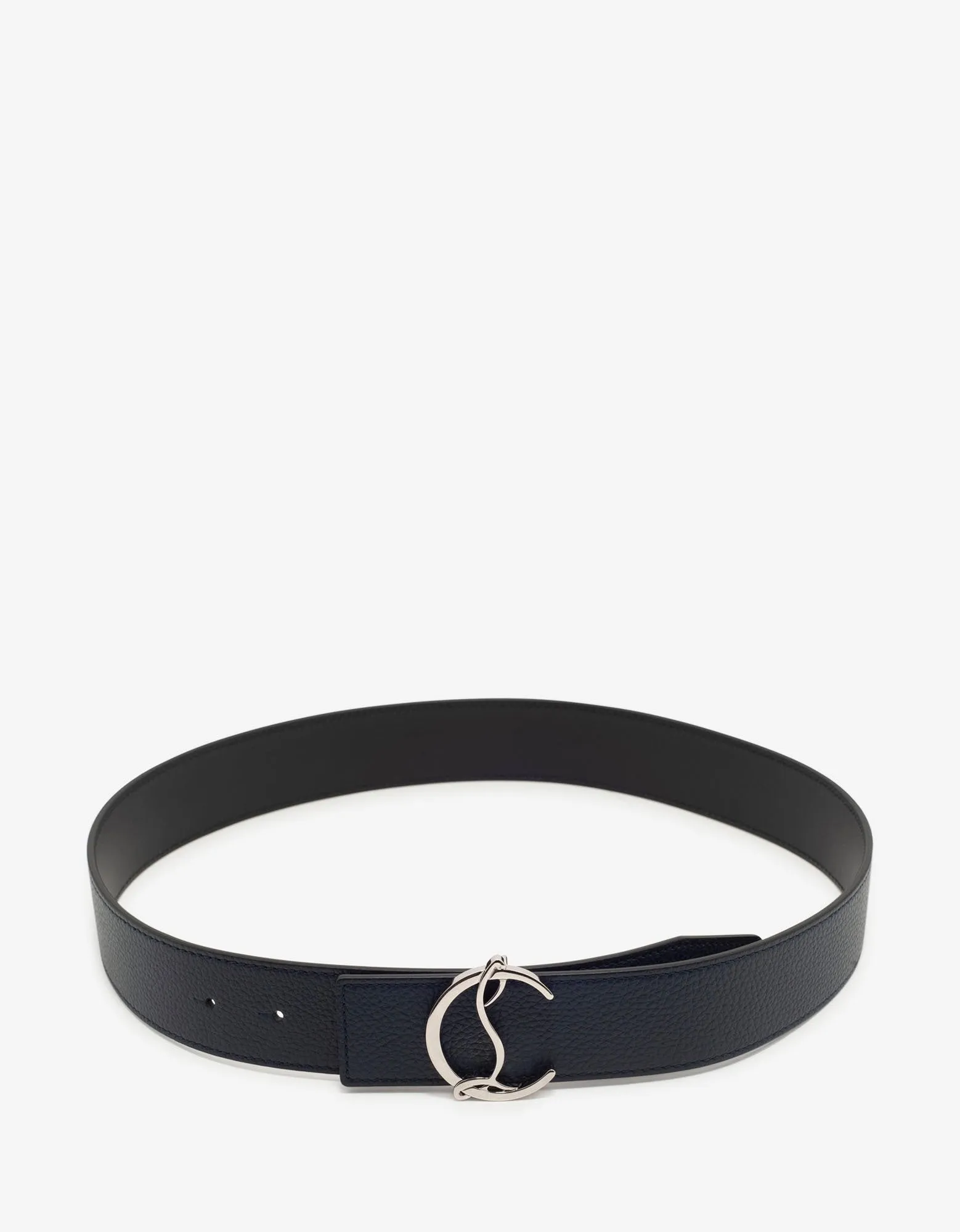 CL Logo Navy Blue Leather Belt -