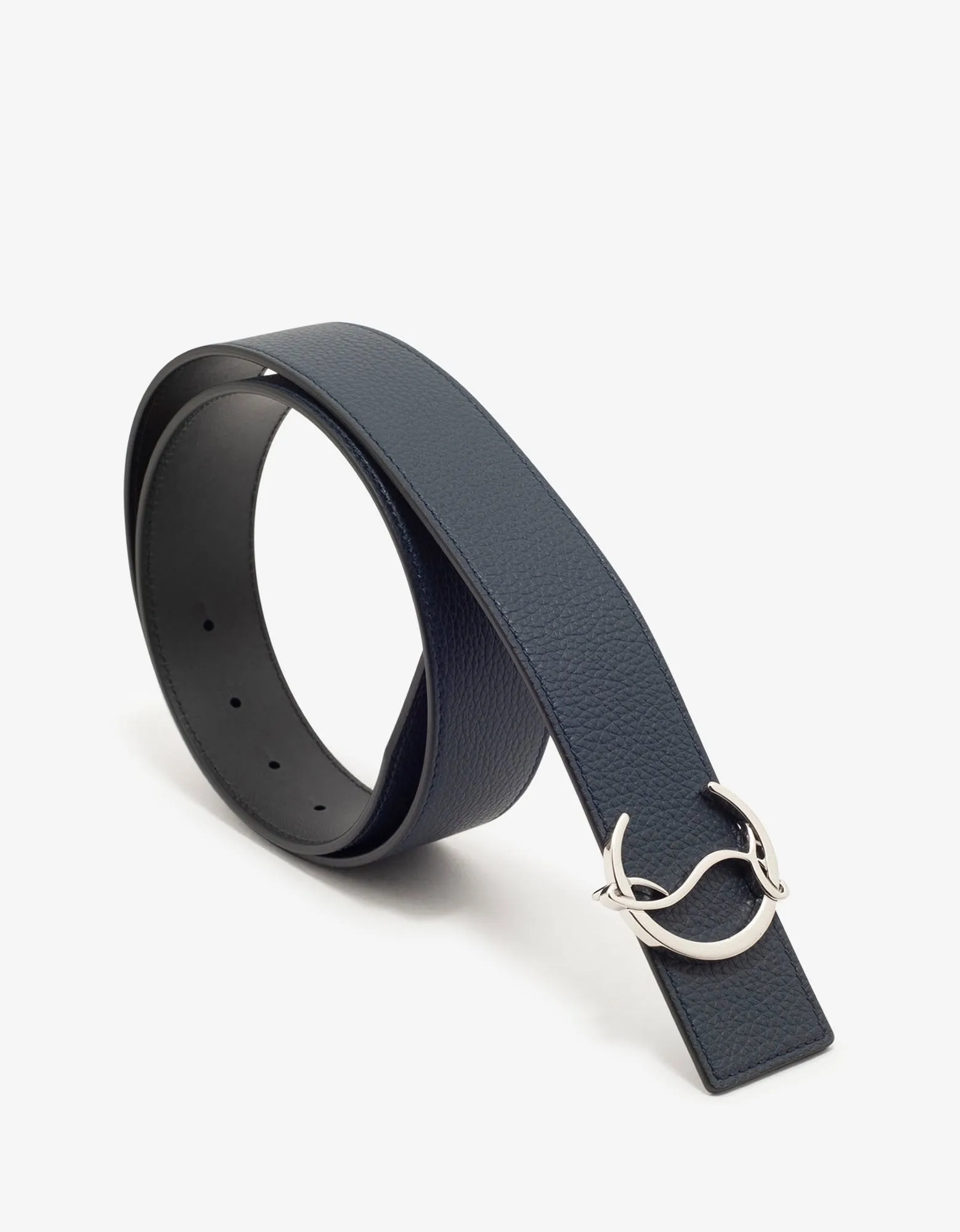 CL Logo Navy Blue Leather Belt -