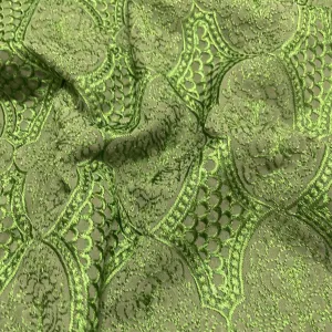 Classic Green Traditional Thread Embroidery Georgette Fabric