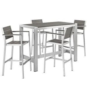 Coast 5-Piece Outdoor Patio Aluminum Bar Set