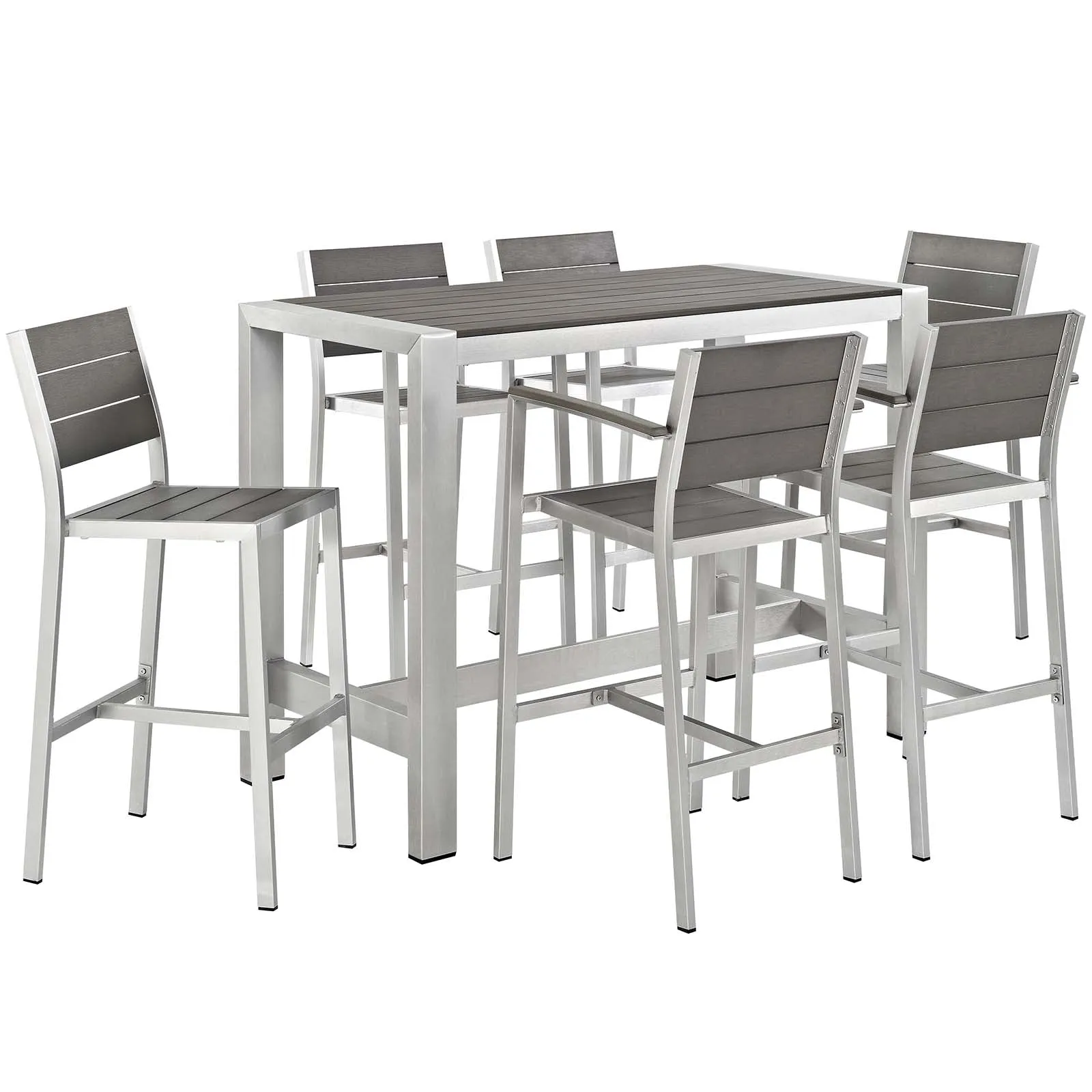 Coast 7-Piece Outdoor Patio Aluminum Bar Set