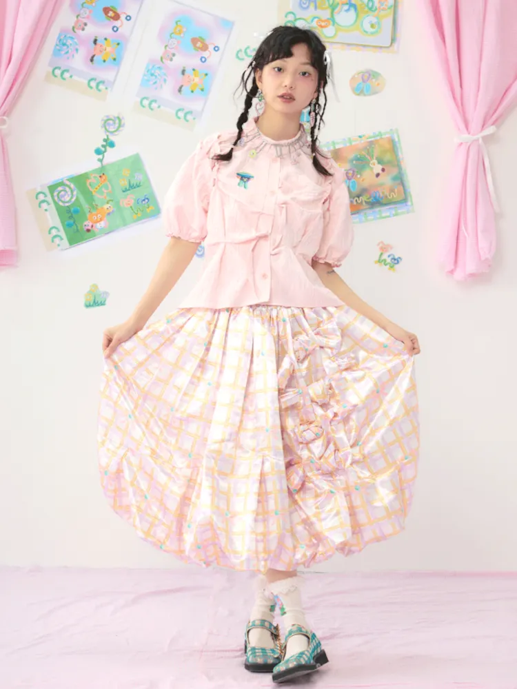 Colourful Printed Bow Large Silhouette Half Skirt【s0000009074】