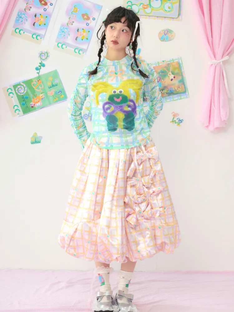 Colourful Printed Bow Large Silhouette Half Skirt【s0000009074】