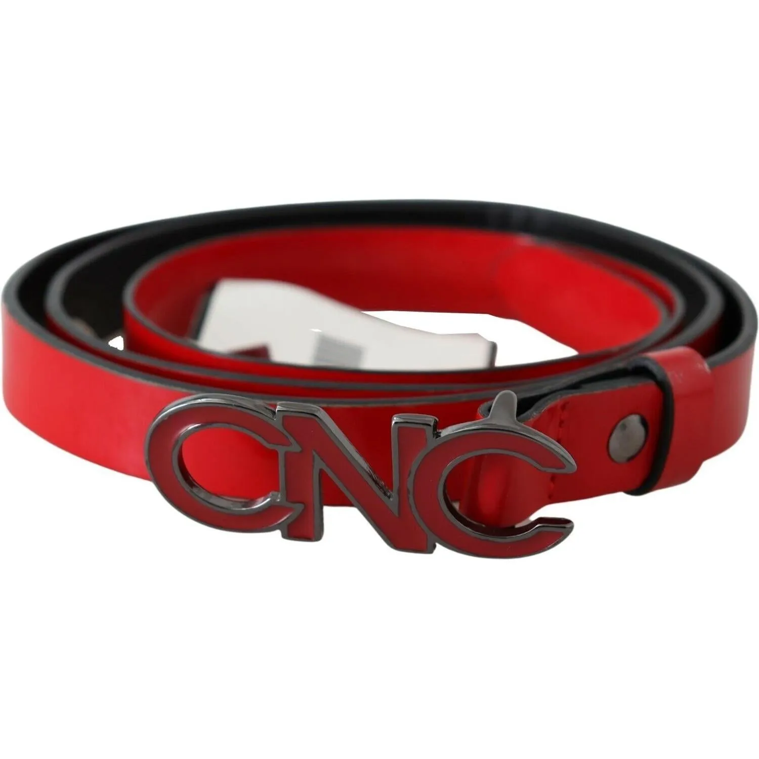 Costume National Chic Red Leather Waist Belt with Black-Tone Buckle