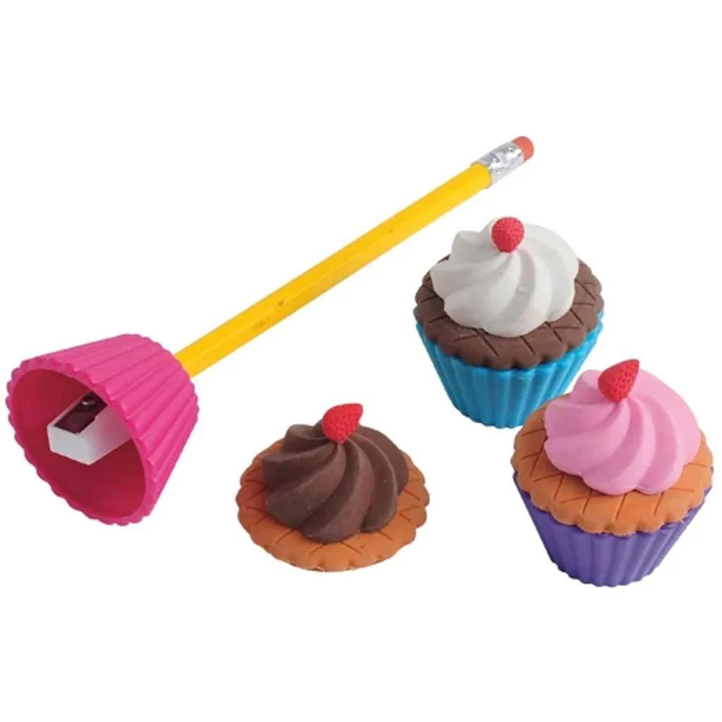 Cupcake Eraser with Sharpeners