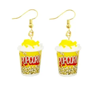 Cute Mini Food Popcorn Bucket Earrings | Popcorn Food Earrings Jewelry