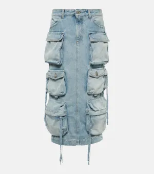 Denim cargo midi skirt The Attico, blue