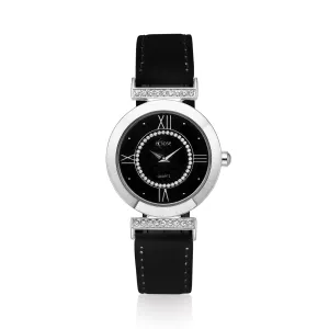 Eclipse Black Dial Silver Tone Bezel Watch