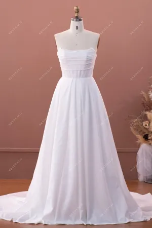 Elegant  Strapless Taffeta Wedding Dress with Pockets