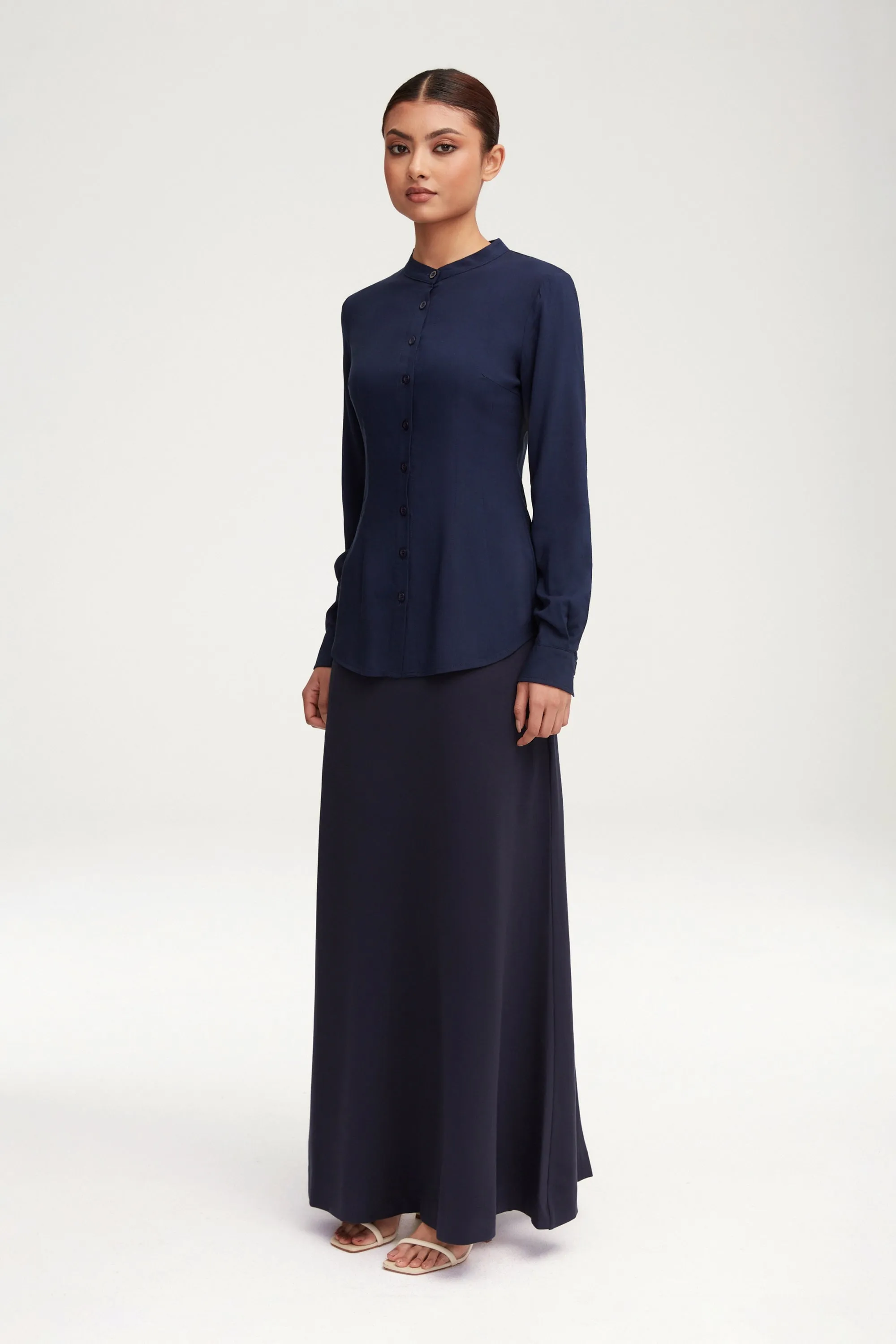 Essential Jersey A-Line Maxi Skirt - Navy Blue