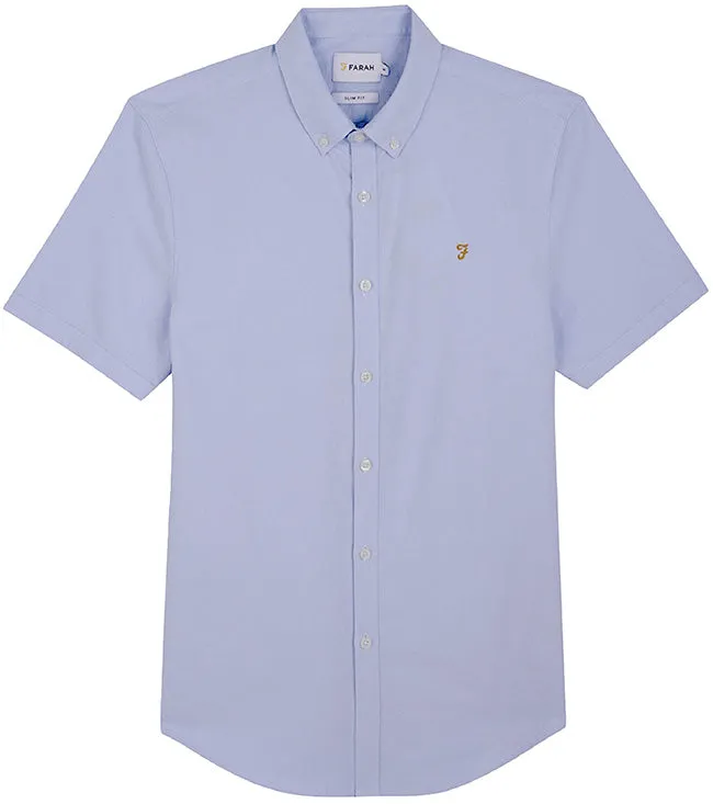 Farah Mens Brewer Short Sleeve Shirt Sky Blue