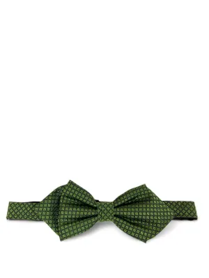 Green Checked Silk Bow Tie by Paul Malone