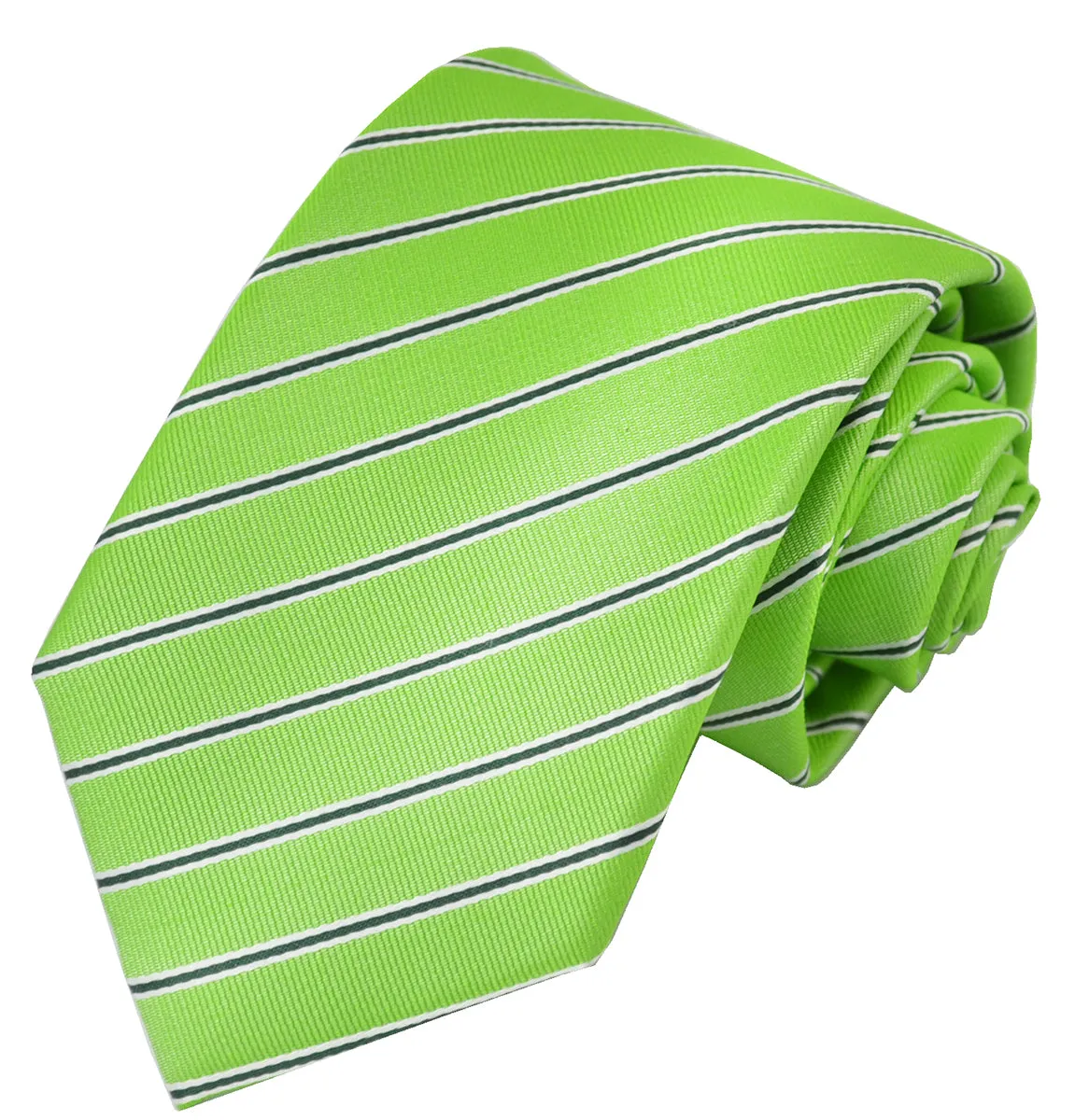 Green Striped Silk Tie and Pocket Square