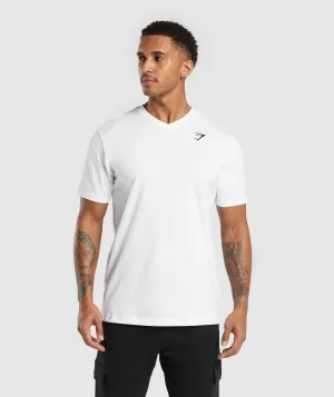 Gymshark Crest V-Neck T Shirt - White