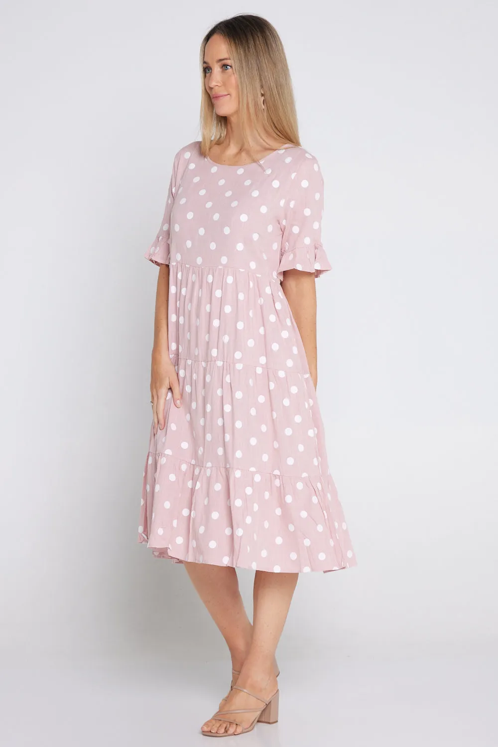 Jackson Linen Dress - Pink Spot