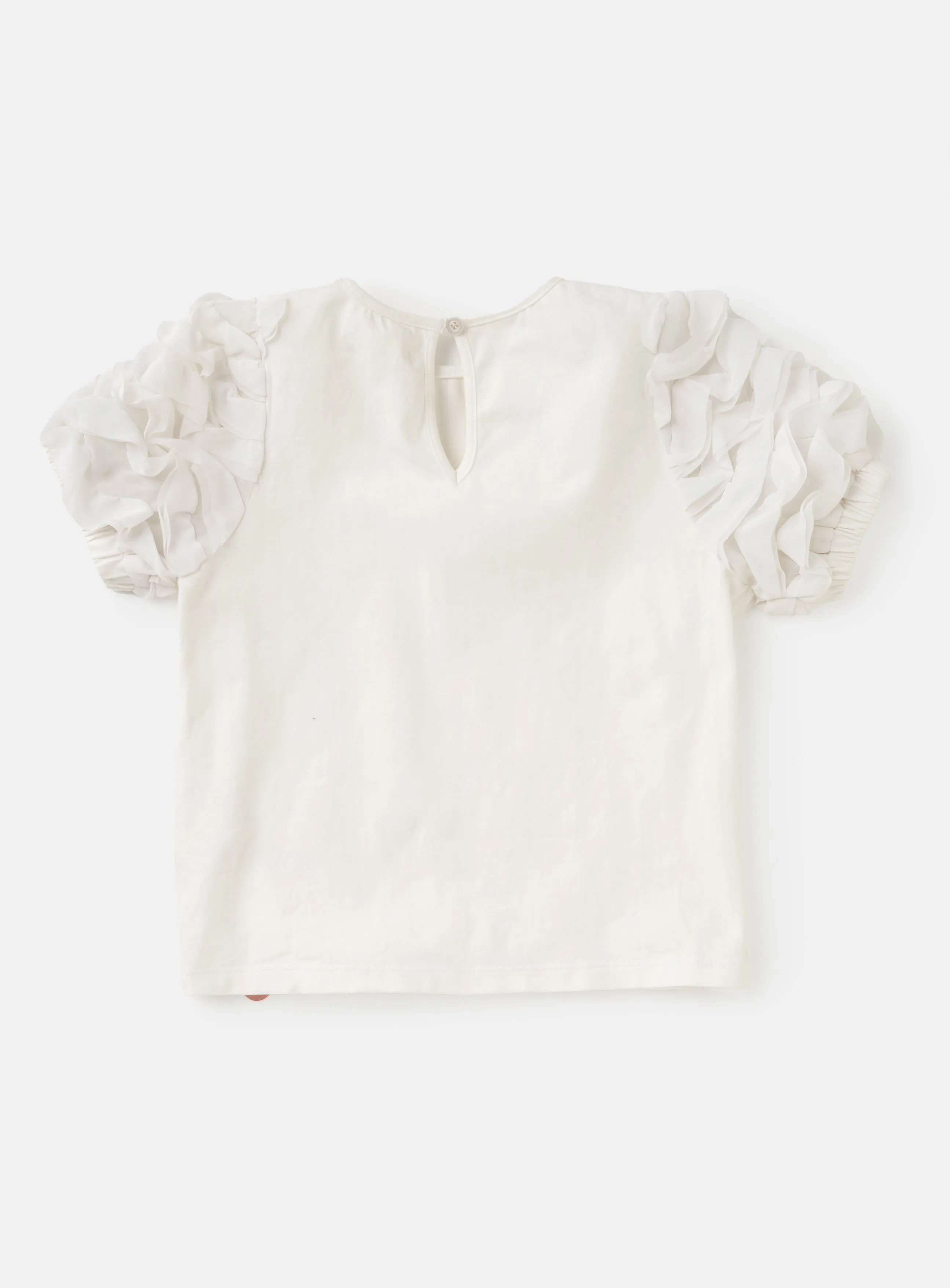 Jaida White Ruffle Sleeve T-Shirt