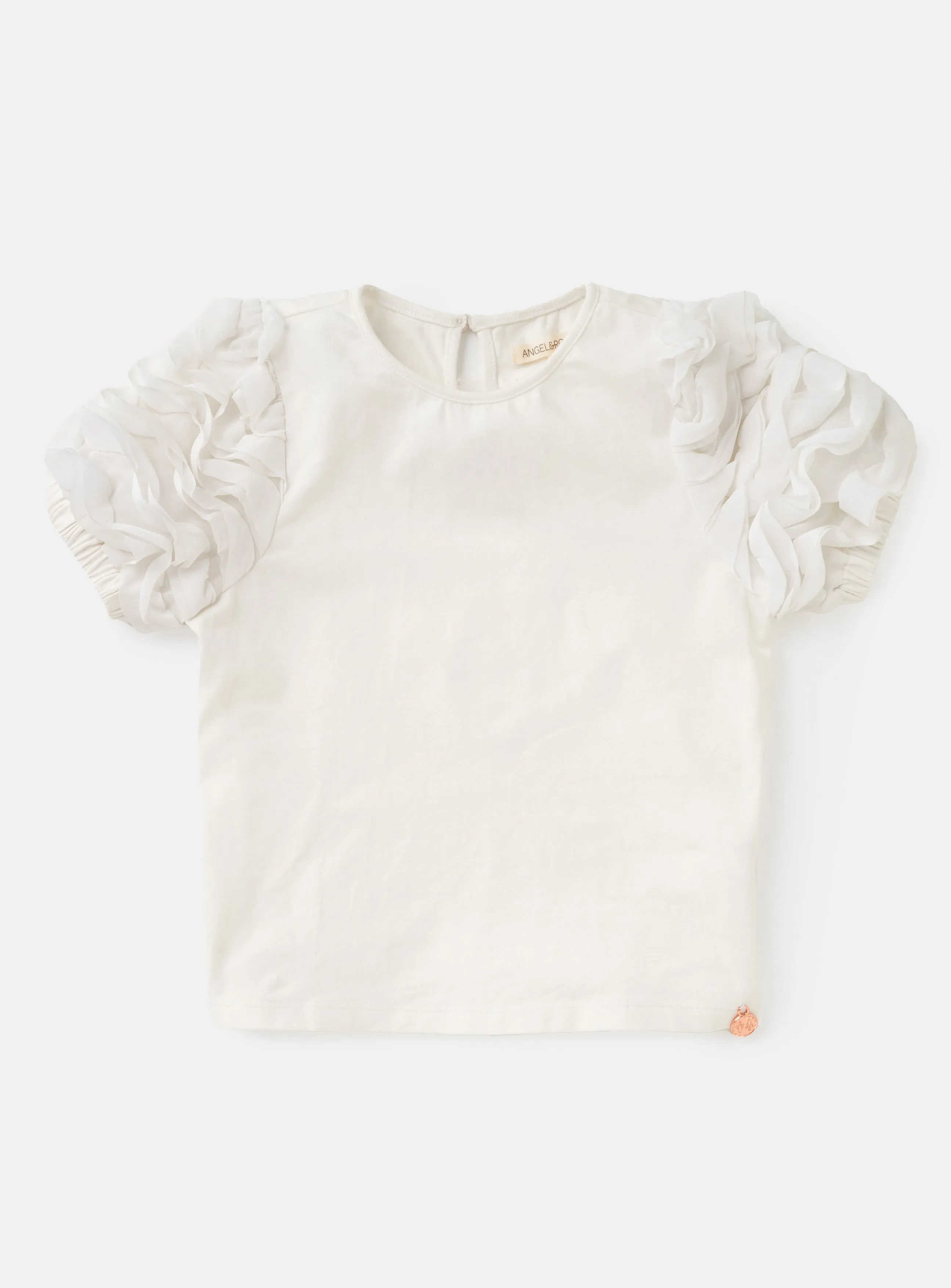 Jaida White Ruffle Sleeve T-Shirt