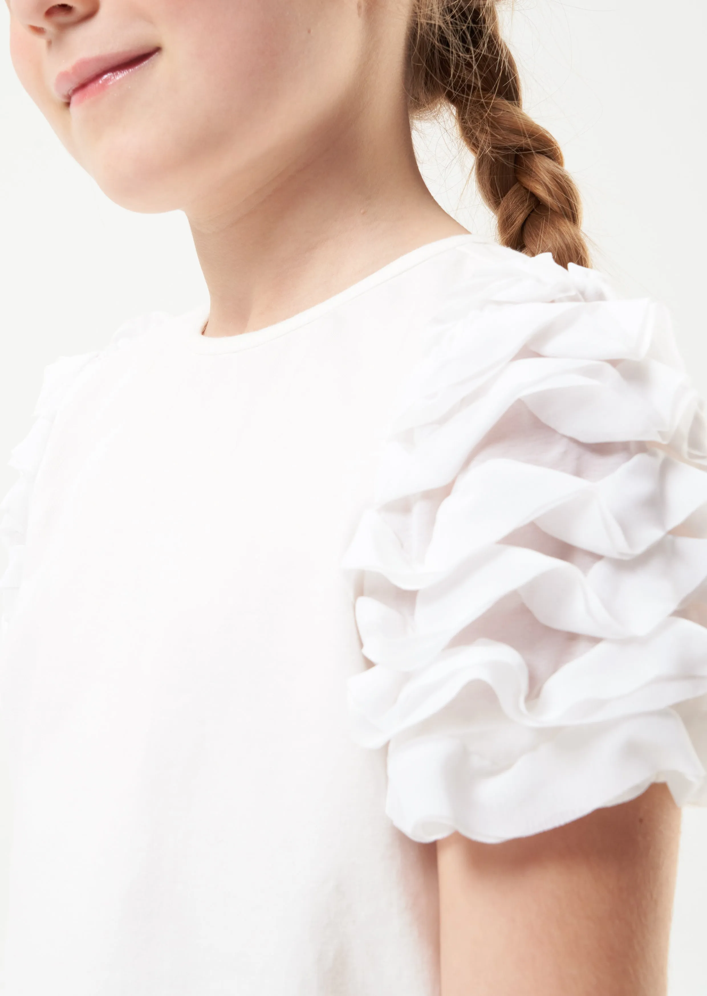 Jaida White Ruffle Sleeve T-Shirt