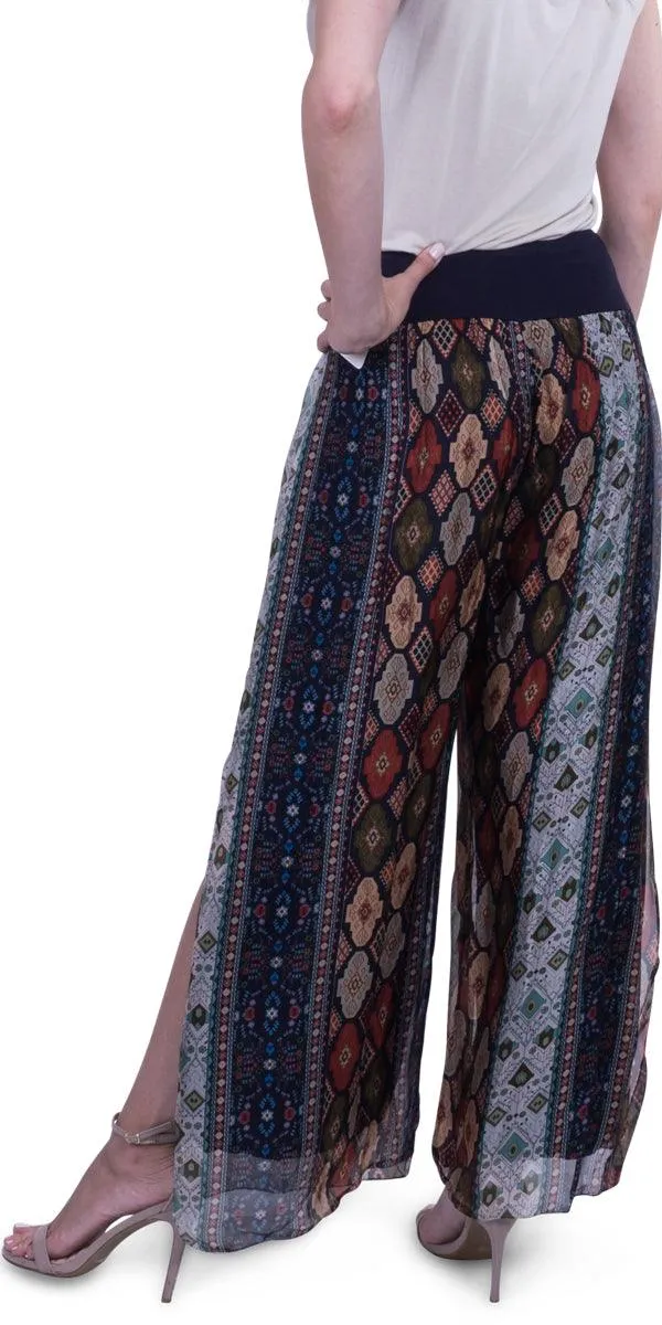 Jasmin Geometric Flower Slit Pant